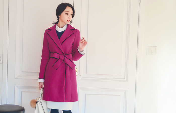 穗花边风衣羊毛大衣