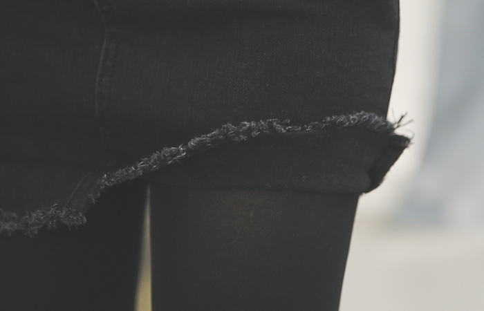 加绒黑牛仔色裙子