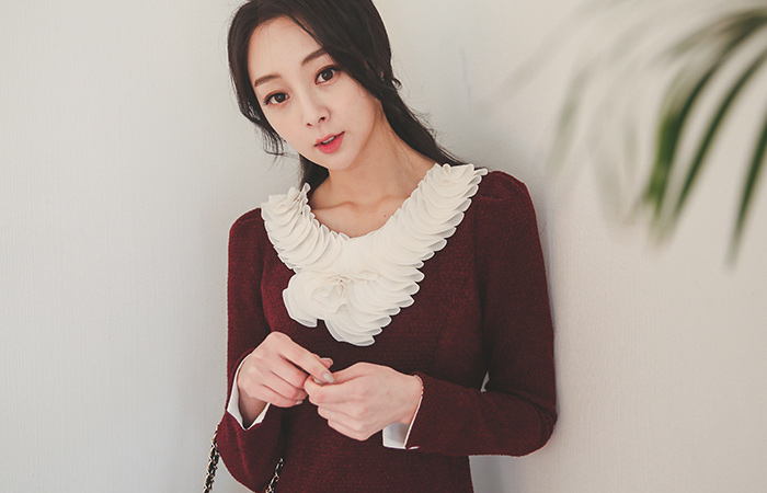 Peteol百褶荷叶边连衣裙