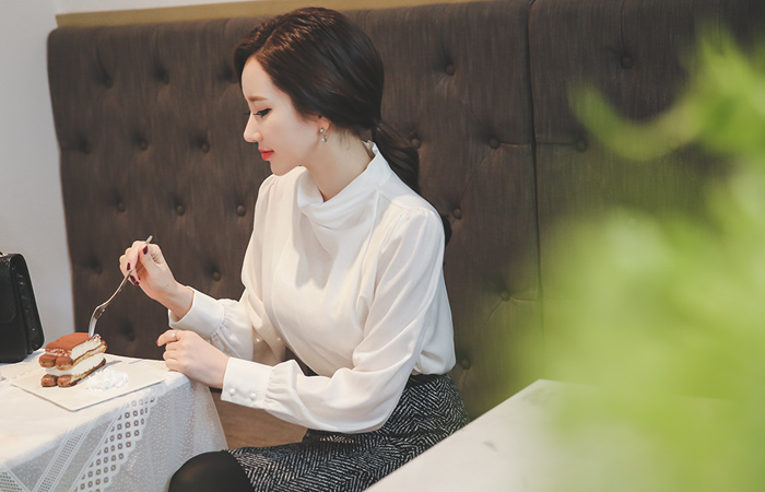 高龄双去皱纹丝毛女衬衫