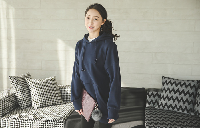 卢斯加绒长款卫衣连衣裙茶