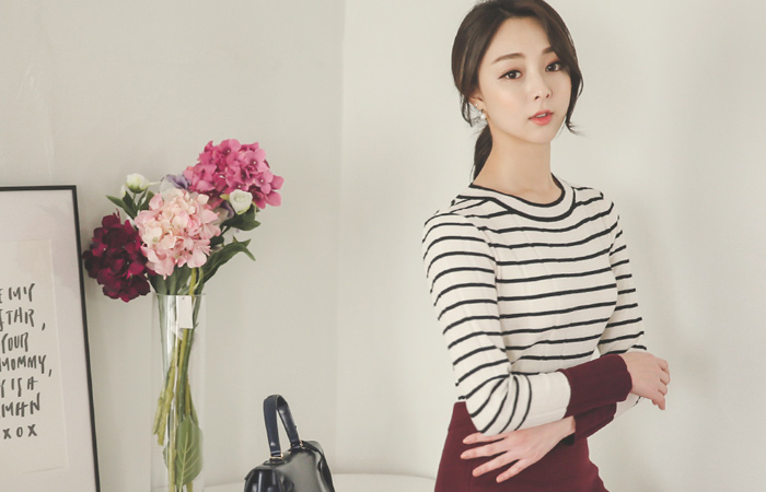 零售彩色条纹针织衫