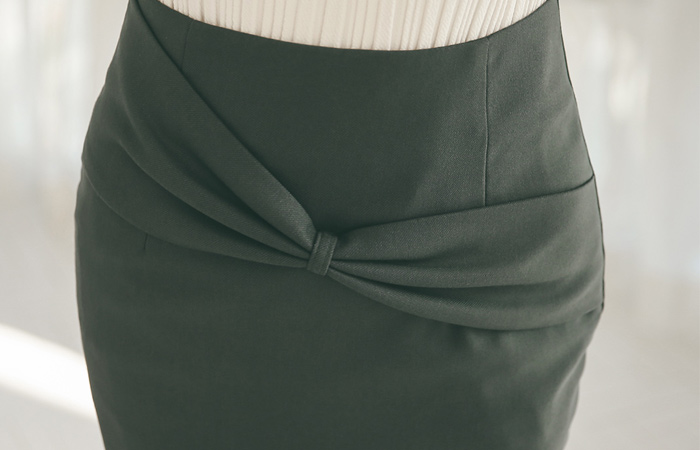 蝴蝶结结高MIDI裙子