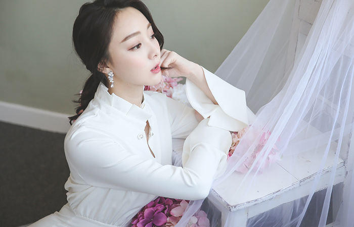 总理珍珠销颈褶连衣裙（断货）