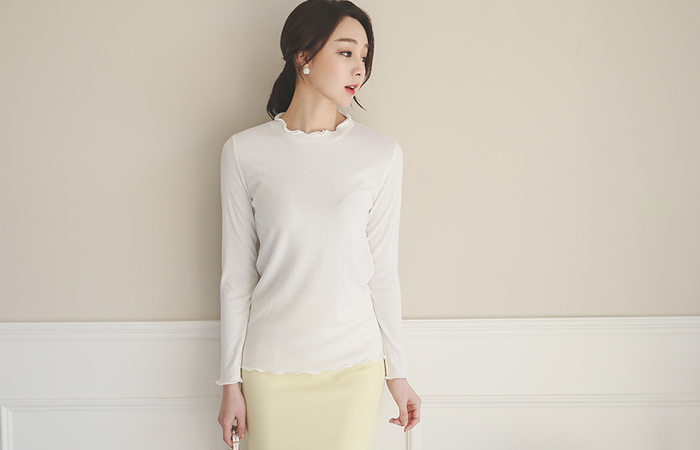 Mingki双行皱褶T恤