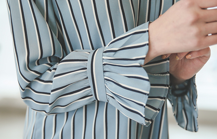 智能条纹女衬衫