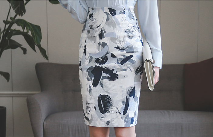 化妆刷提花棉弹力裙子