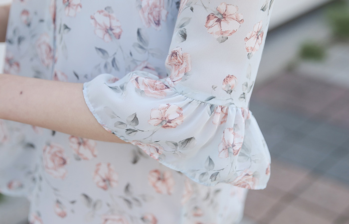 失败上涨皱褶袖女衬衫