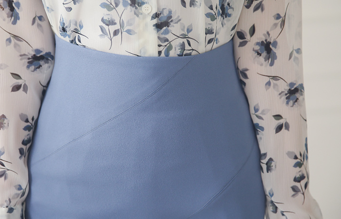 马里恩斜切口teuim裙子