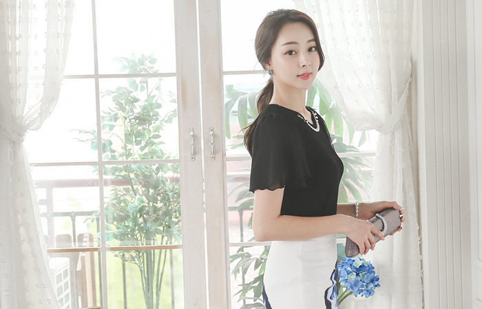 网格翅膀项链上衣顶