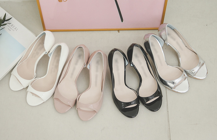 鱼嘴鞋漆皮浅口式鞋