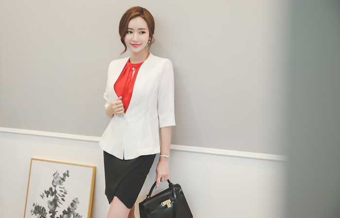 甲纯色线条外套（套筒7）