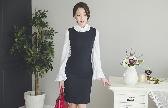 简单分层无袖连衣裙