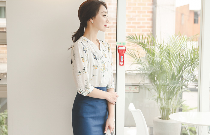 马德琳花棉女衬衫