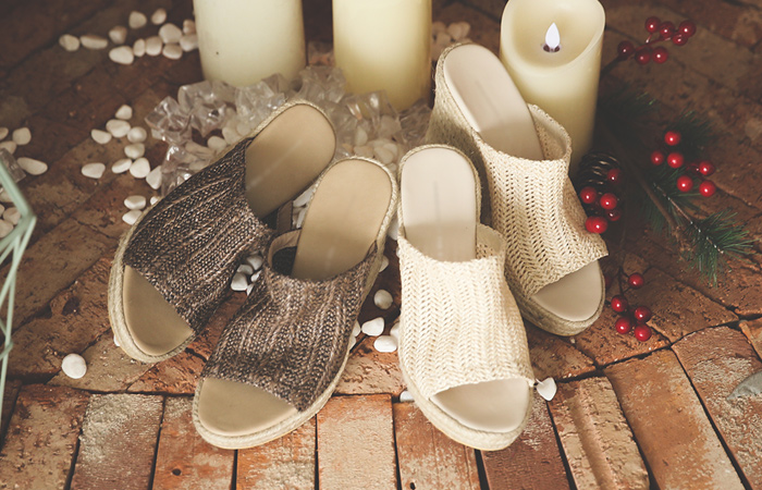 亚麻透气鞋坡跟鞋骡子拖鞋