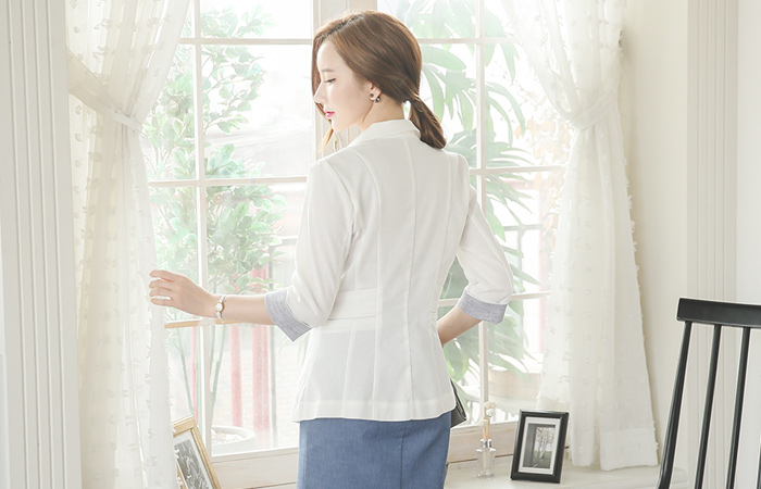 亚麻质地单身泰勒外套