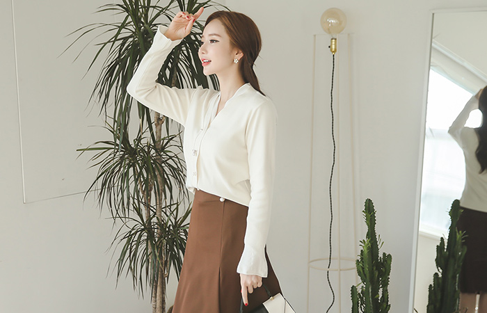 珠宝首饰珍珠扣袖口贝尔开衫