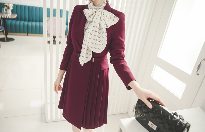 皮瓣百褶泰勒长外套