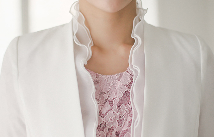 皇后纱褶皱纯色外套