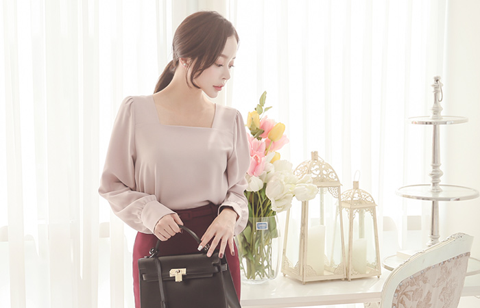 剪袖方领女衬衫