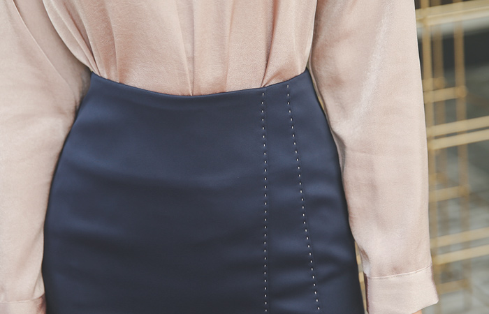 绸缎缝ħ线条裙子