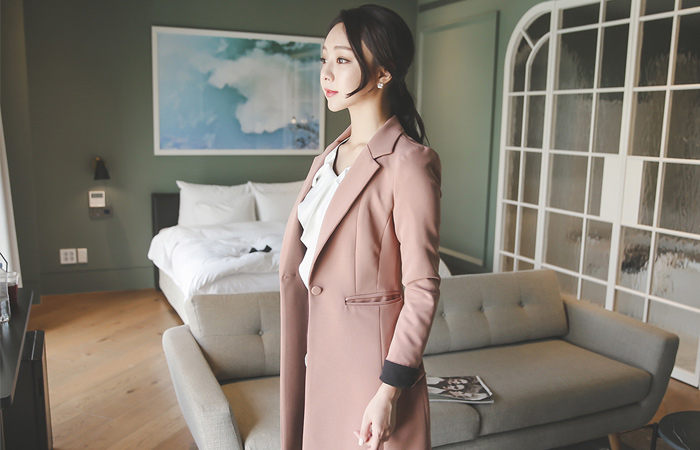 现代泰勒修身长款外套（秋天）