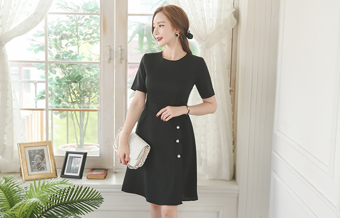 安娜·珀尔装饰侧百褶连衣裙