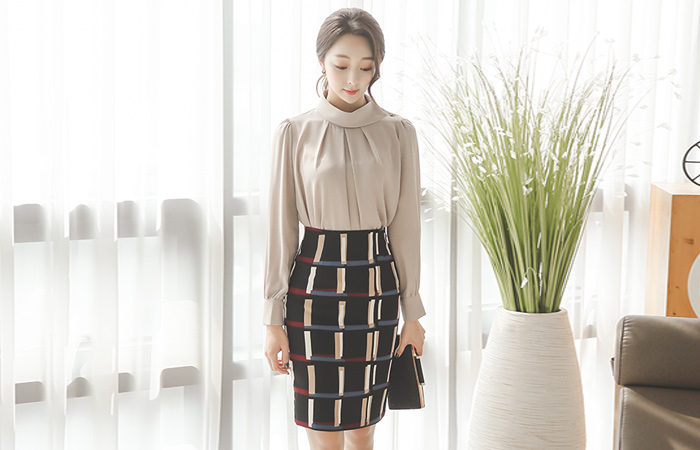 传感器真正修身高腰裙子