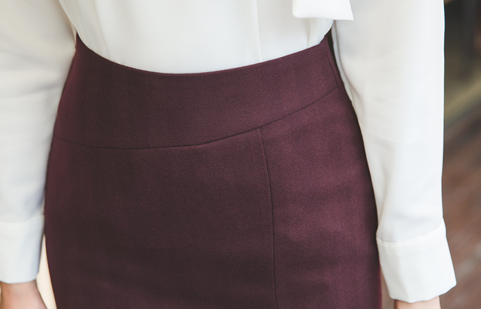 毛虫白肋烟斜纹狭缝裙子