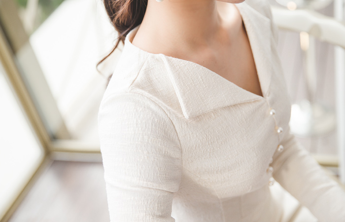 打开卡拉珍珠粗呢连衣裙