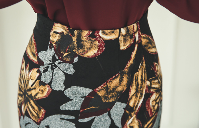 拼贴花棉弹力裙子