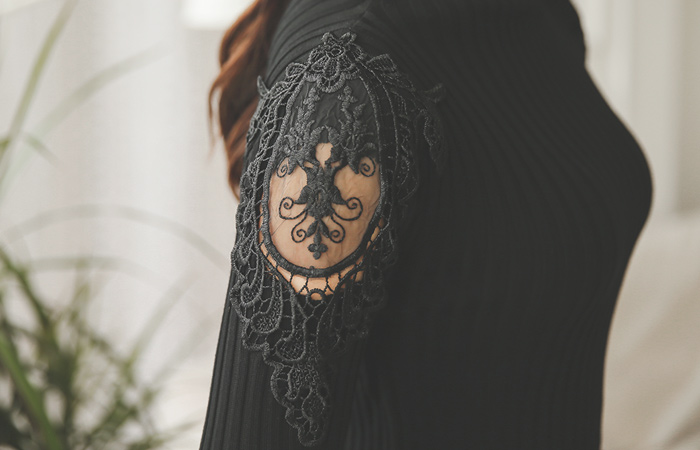 透明蕾丝波拉针织衫