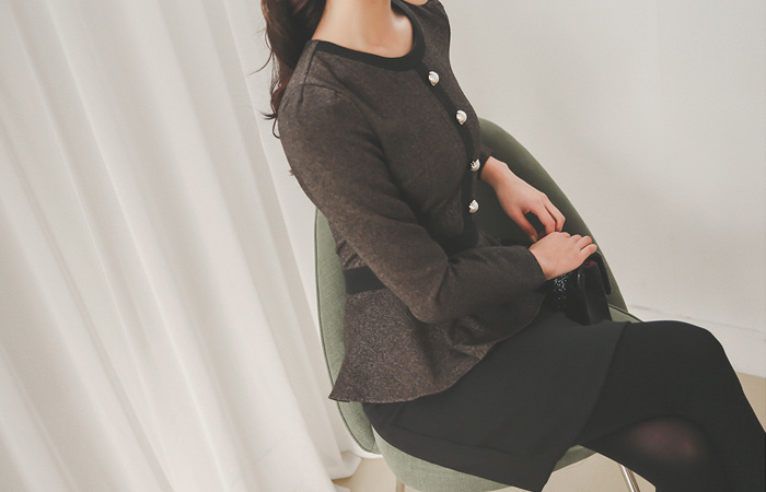 珍珠按钮字形底纹辣椒梅花连衣裙