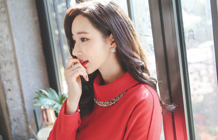 Pareo方式束腰切割波浪群/喇叭裙连衣裙