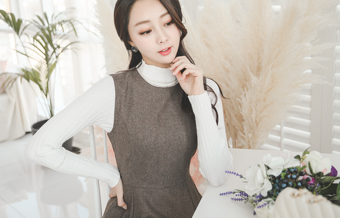 复古/古典羊毛呢子波浪群/喇叭裙连衣裙