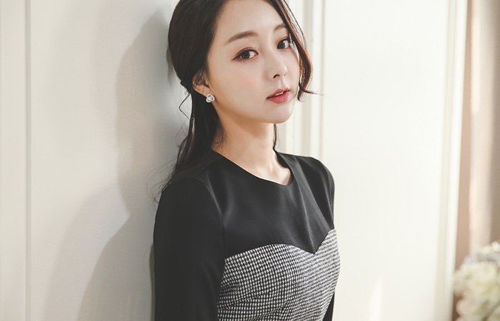 心脏sweip格子配色连衣裙美人鱼