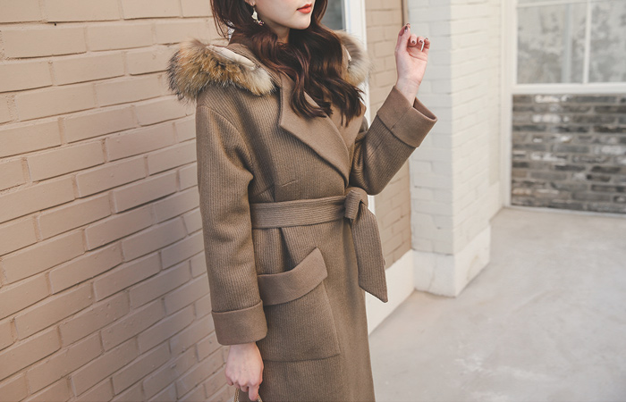 浣熊毛皮罩棉衣羊毛衫呢子大衣