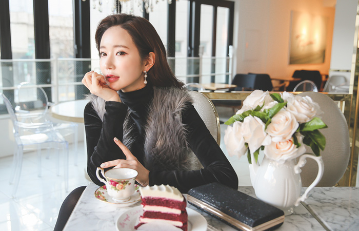 短上衣配色假皮草马甲