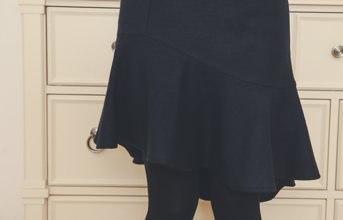 斜纹毛不规则美人鱼裙子