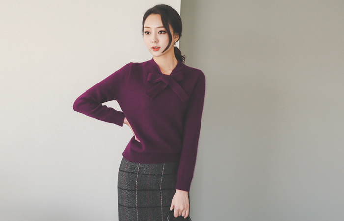 安哥拉丝带系针织衫