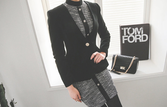 边缘肩梅花页丝绒外套