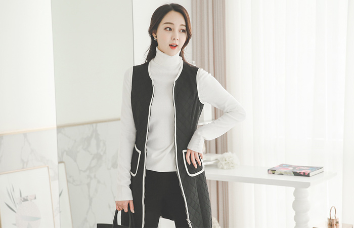 偏置绗缝最佳长连衣裙