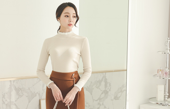 安哥拉衬半极性针织衫