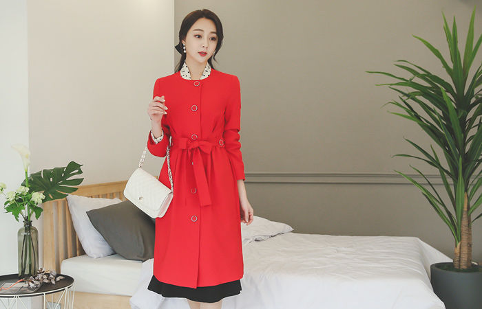 复古情调波浪群/喇叭裙长外套