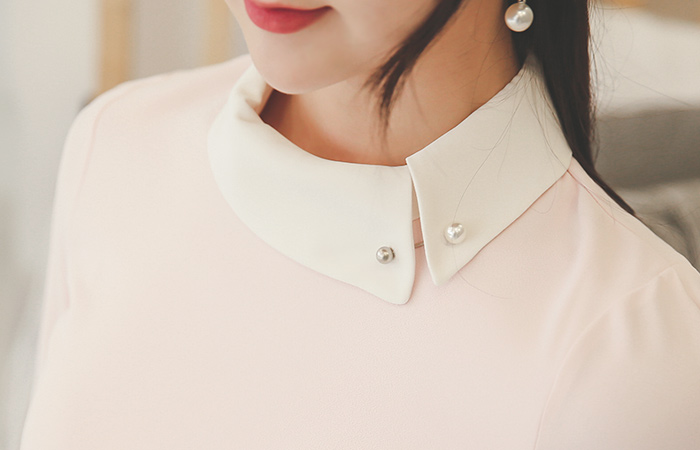 马里昂平领珍珠胸针连衣裙