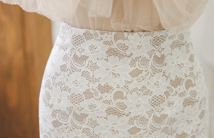 维维安双色蕾丝裙子