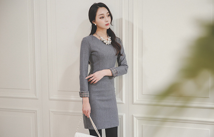 格伦检查方案零售修身连衣裙