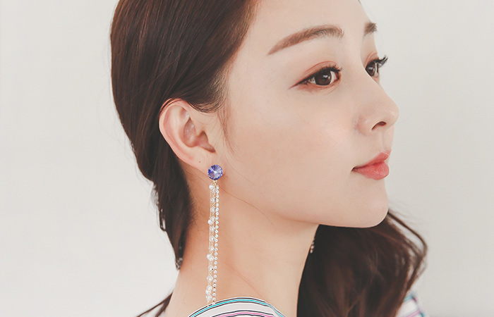 紫色立方体橄榄耳环