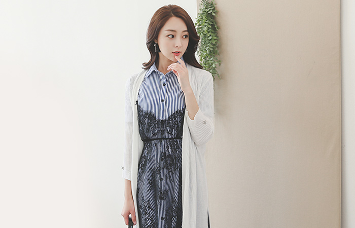 戒指珍珠袖口长款开衫