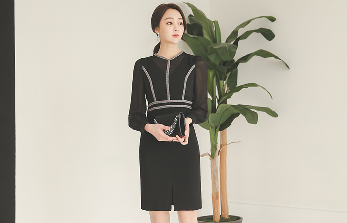 金属偏透明连衣裙